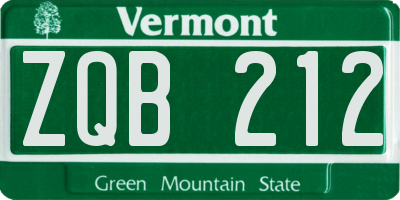 VT license plate ZQB212