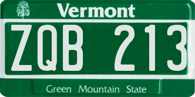 VT license plate ZQB213