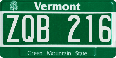 VT license plate ZQB216