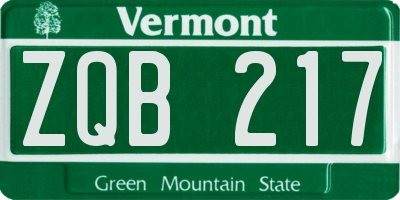 VT license plate ZQB217