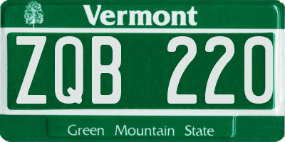 VT license plate ZQB220