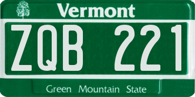 VT license plate ZQB221