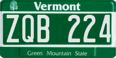 VT license plate ZQB224