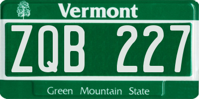 VT license plate ZQB227
