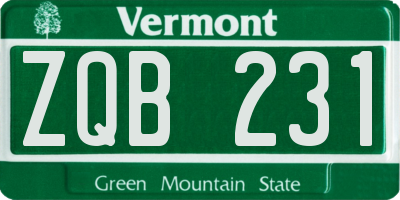 VT license plate ZQB231