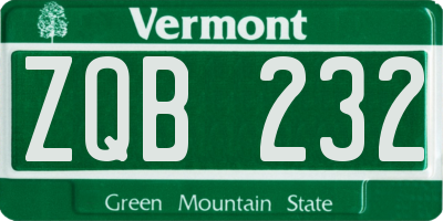 VT license plate ZQB232