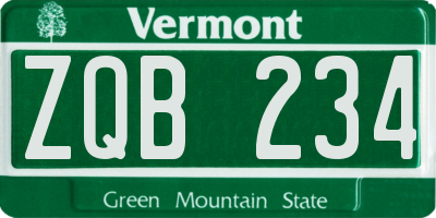 VT license plate ZQB234