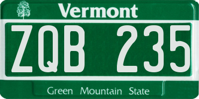 VT license plate ZQB235