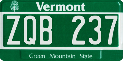 VT license plate ZQB237