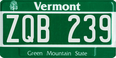 VT license plate ZQB239