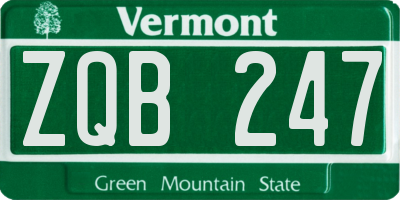 VT license plate ZQB247