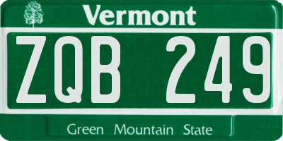 VT license plate ZQB249