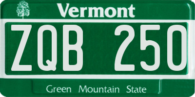 VT license plate ZQB250