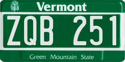 VT license plate ZQB251