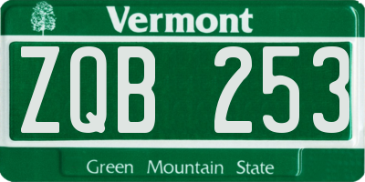 VT license plate ZQB253