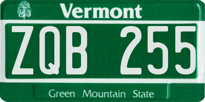 VT license plate ZQB255