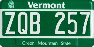 VT license plate ZQB257