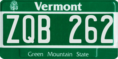 VT license plate ZQB262