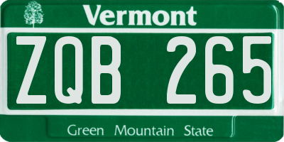 VT license plate ZQB265