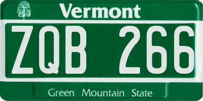 VT license plate ZQB266