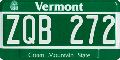 VT license plate ZQB272