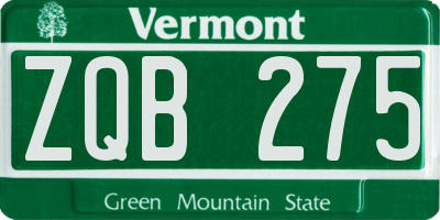 VT license plate ZQB275