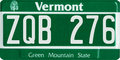 VT license plate ZQB276