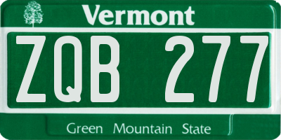 VT license plate ZQB277