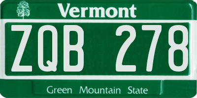VT license plate ZQB278