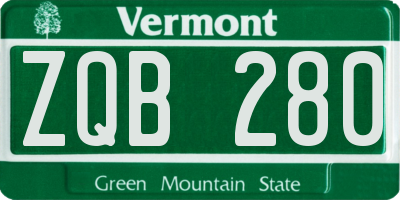 VT license plate ZQB280
