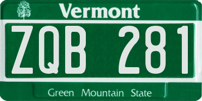 VT license plate ZQB281