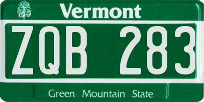 VT license plate ZQB283