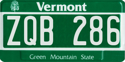 VT license plate ZQB286