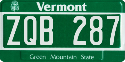 VT license plate ZQB287