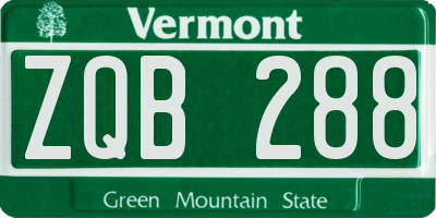 VT license plate ZQB288