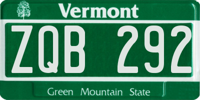 VT license plate ZQB292