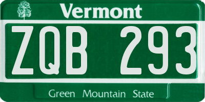 VT license plate ZQB293