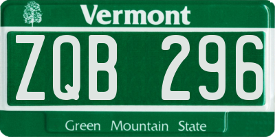 VT license plate ZQB296