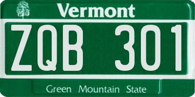 VT license plate ZQB301