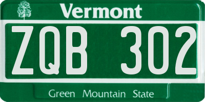VT license plate ZQB302