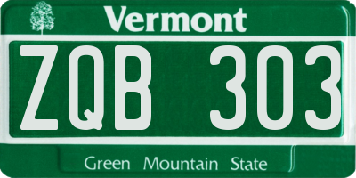 VT license plate ZQB303