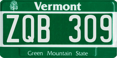 VT license plate ZQB309