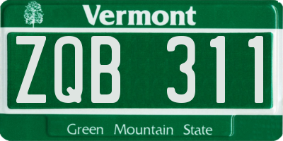 VT license plate ZQB311