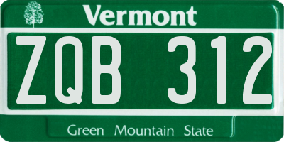 VT license plate ZQB312