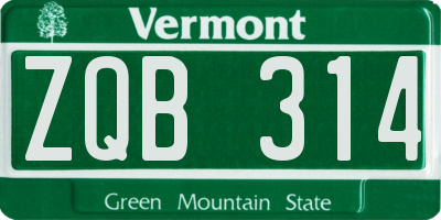 VT license plate ZQB314