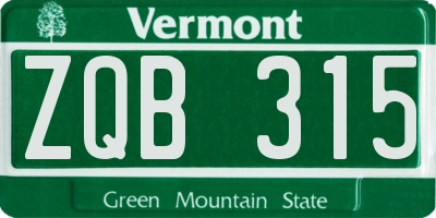 VT license plate ZQB315