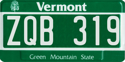 VT license plate ZQB319