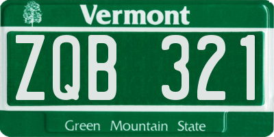 VT license plate ZQB321