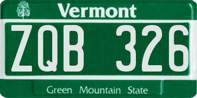 VT license plate ZQB326