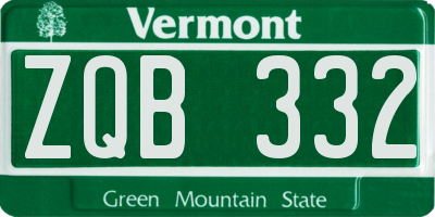 VT license plate ZQB332